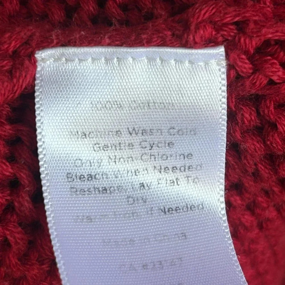 Talbots Red Chunky Knit Oversized Shawl Collar Wrap 100% Cotton Sweater - Picture 2 of 4